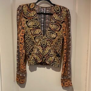 Free People Bohemian Print V-Neck Women's Top